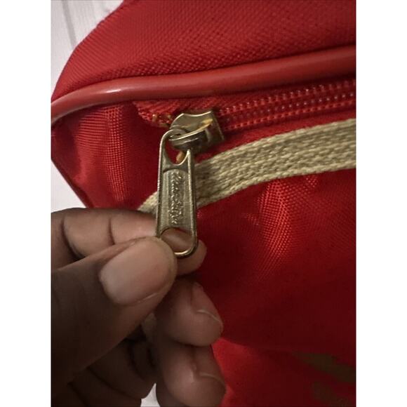 Vintage Red MacGregor Khaki Stripe Tennis Crossbody Bag EUC - Picture 5 of 8